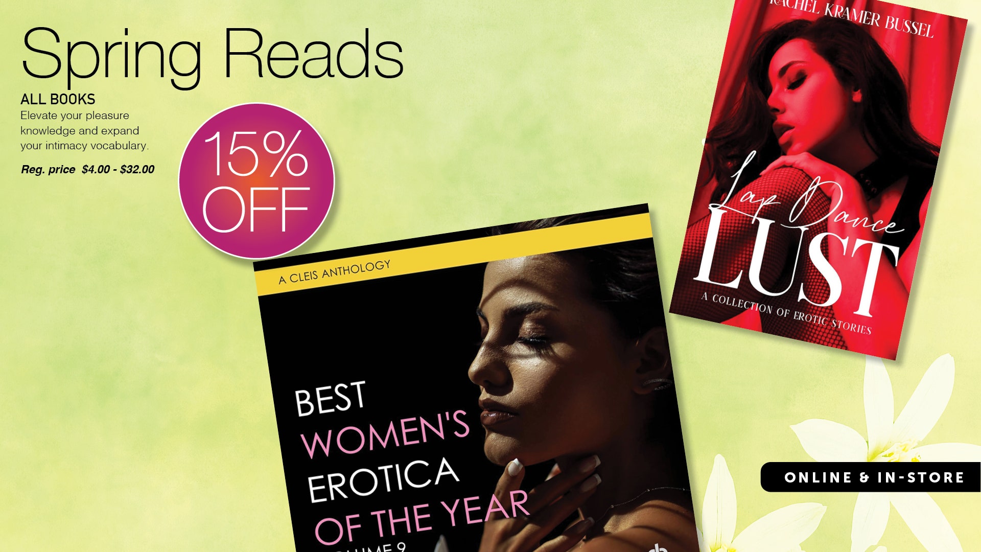 Spring Reads–All Adult Books and Literature are 15% OFF