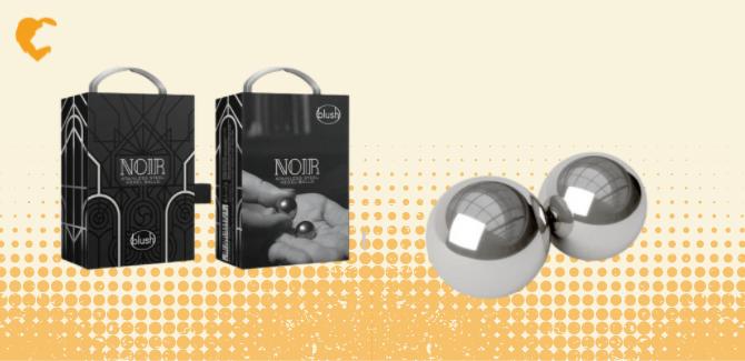 blush novelties, noir stainless steel kegel ball set, sold at Lion's Den