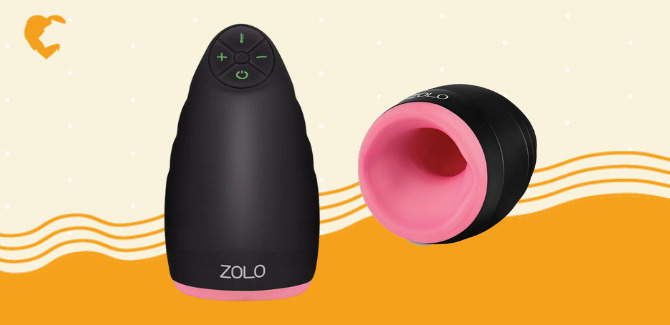 Zolo Warming Dome in black [left] and inside view [right]. Background is cream with white dots, yellow/gold wave lines and yellow/gold lion's den logo in top left.