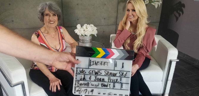 Joan Price and Jessica Drake on set of their film: Jessica Drake's Wicked Guide to Sex: Senior Sex