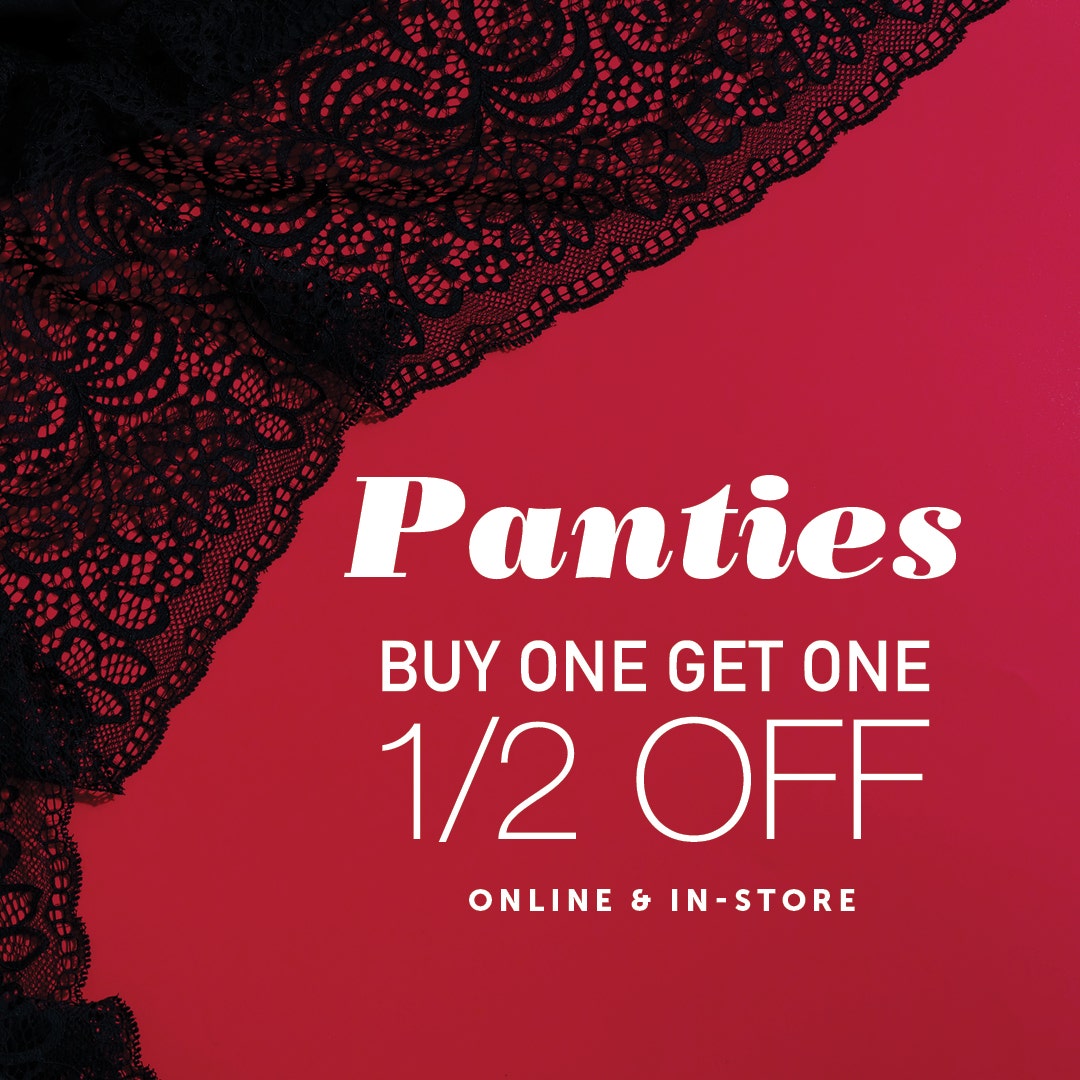 All panties are buy one get one half off!