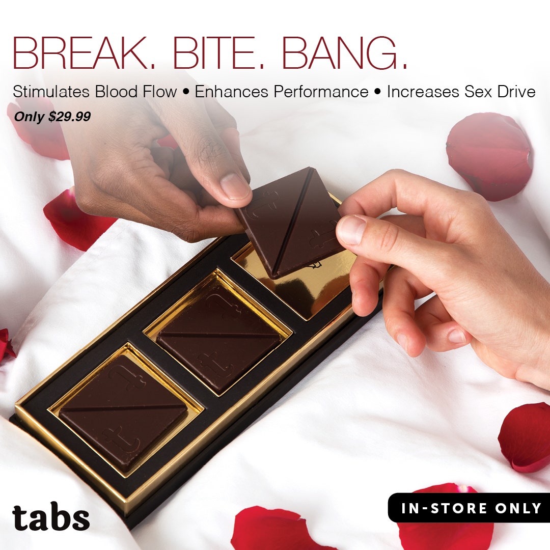 Tabs Sex Chocolates are available in stores! Break. Bite. Bang!