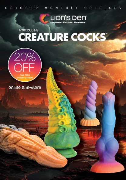 It's Kinktober! Live the fantasy and take 50% OFF All Creature Cocks by XR Brands