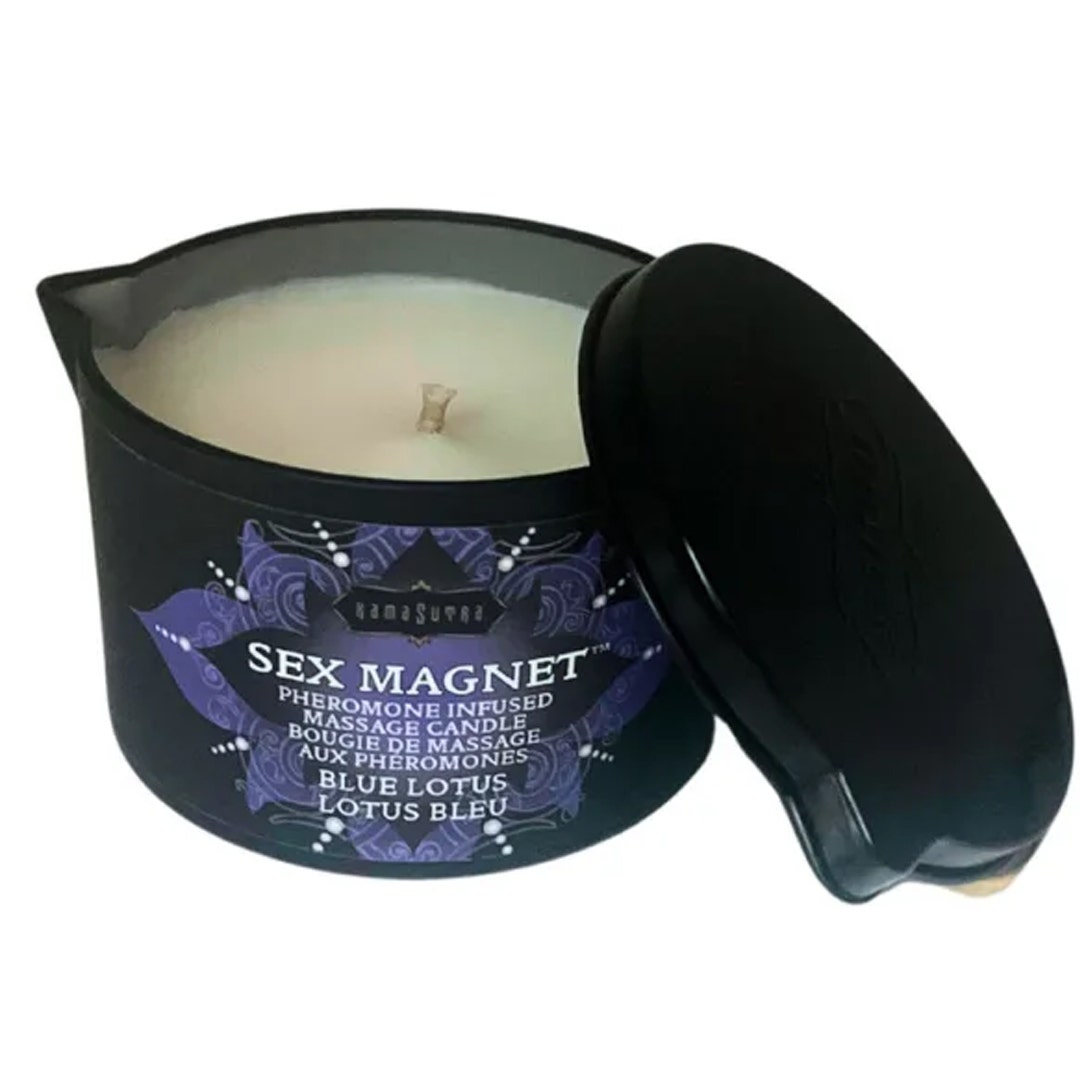 Sex Magnet Pheromone Infused Massage Candle Blue Lotus Scent by Kama Sutra