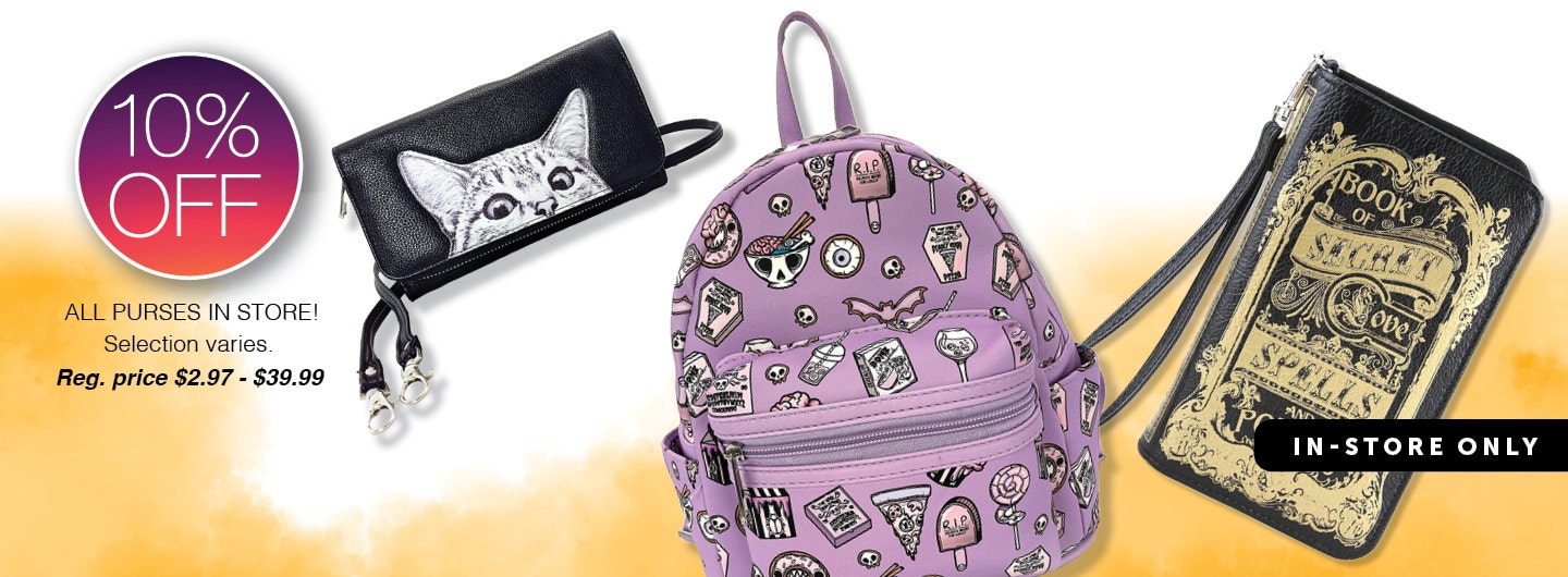10% OFF All Purses and Bags - offer valid in-store only